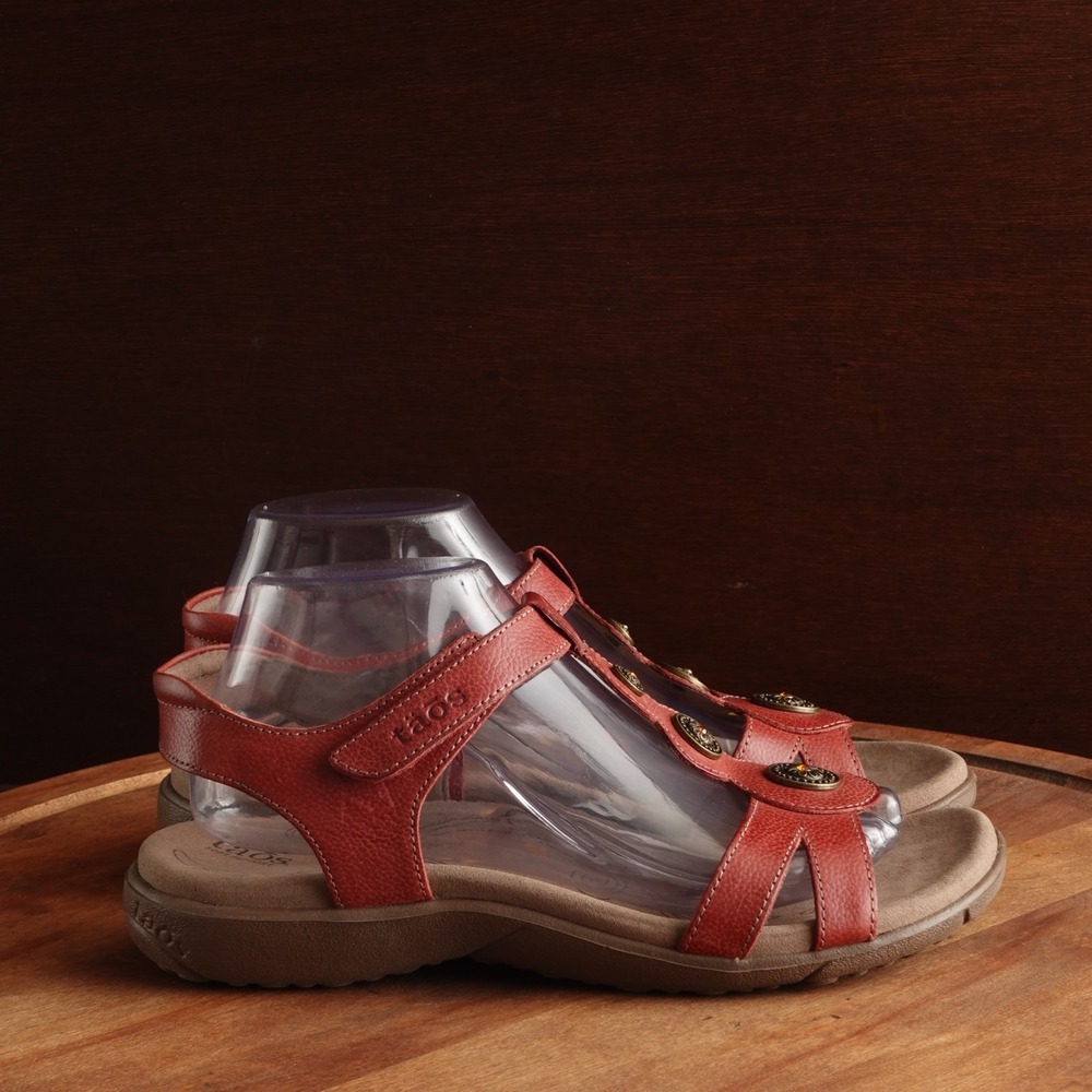 Taos Sandals Womens SZ 9 Red Treasure 2 Adjustable Leather Comfort Coastal Shoes